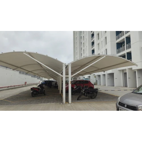 White Car Parking Tensile Structure