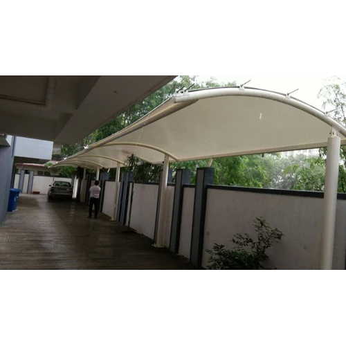 Car Parking Shed - Steel and Metal Sheet Construction | Sleek White Color, Vertical Open Style, Weather Resistant Carport Solution