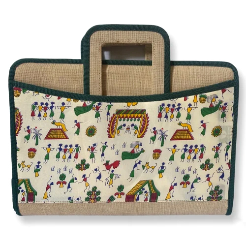 Warli Print Jute File Folder