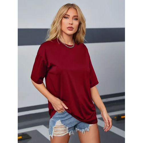 Ladies Maroon Oversized T Shirts