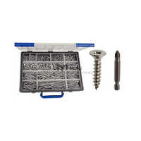 26311 Set Of Countersunk Flat Head Cross Recess Pozidriv Chipboard Screws + Bits