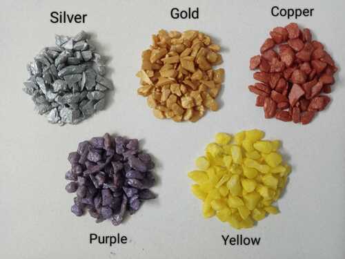 METALIC COLOR COATED GLASS CHIPS AND AGARREGATE