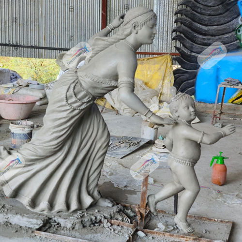 Different Available Fiber Krishna Yashoda Statue