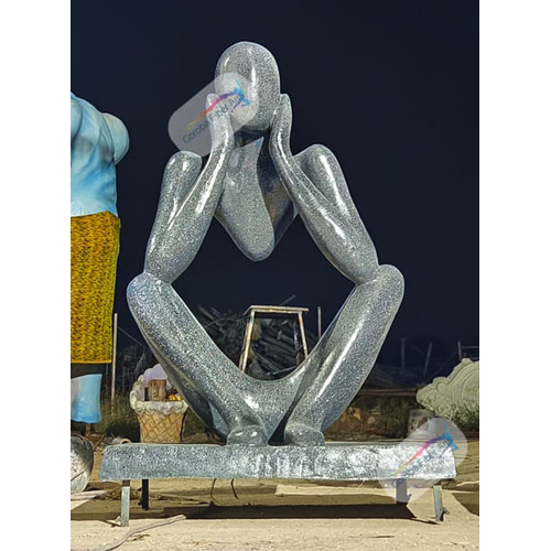 Fiber Human Grey Abstract Statue