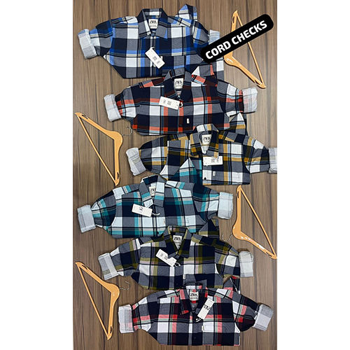 Multicolor Mens Cord Checks Shirts