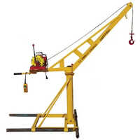 Monkey Crane Lift - Diesel Engine Powered, Yellow, 0-1 Ton Capacity, Truck-mounted Forklift For Industrial Use
