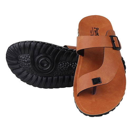 Leather Men Brown Slipper