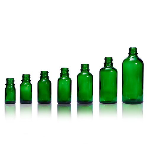 5 to100 ML Green Glass Dropper Bottles With DIN 18 Neck Finish