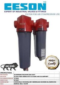 Air Compressor Filter - Aluminium, Various Sizes Available, Grey/black/blue Color, 1.5kg Weight, Working Pressure Of 90c - Moisture Removal & Filtration Efficiency