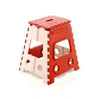 18 Inch Plastic Folding Stools - Stainsteel & Durable Plastic, Red Color | Indian Style, Machine Cutting, No Assembly Required, Crack Resistant