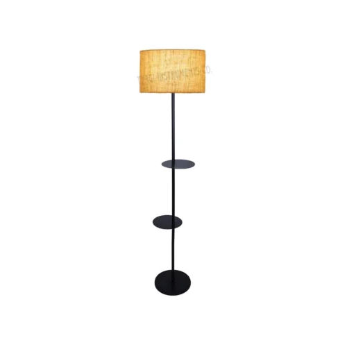 Black Metal Floor Lamp With 2 Racks