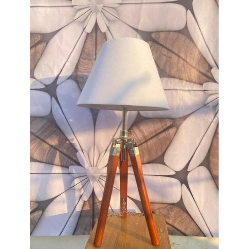 White Wooden Tripod Table Lamp