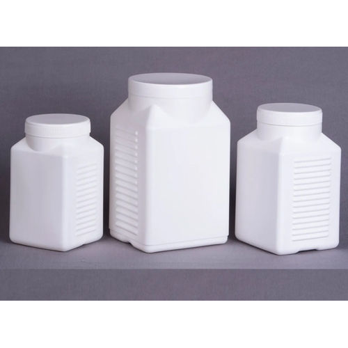 White Hdpe Ribbed Square Jars