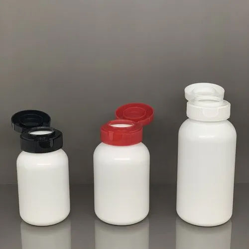 White Tablet And Capsule Bottles With Flip Top Cap