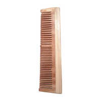 Rectangular Rake Neem Wood Comb - 8 Inch, Light Brown Solid Design | Unisex Hair Styling Tool With Matte Finish