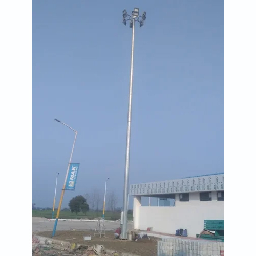 High Mast Lighting Pole - 20 Meter Length, Aluminium Material, Silver Finish | Cool White and Warm Yellow Lighting Options