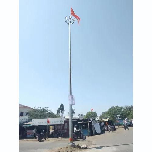 Hot Dip Galvanized High Mast Pole - 30 Mtrs Silver Steel Cool White & Warm Yellow Lighting Durable for Outdoor Use