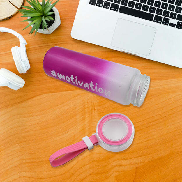 COLORFUL PORTABLE WATER GLASS BOTTLE WITH RUBBER BAND