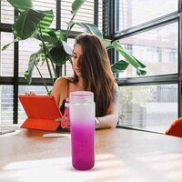COLORFUL PORTABLE WATER GLASS BOTTLE WITH RUBBER BAND