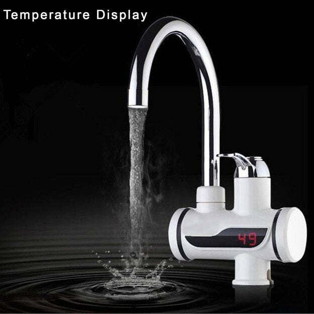 STAINLESS STEEL LED DIGITAL DISPLAY INSTANT HEATING ELECTRIC WATER HEATER FAUCET TAP GEYSER