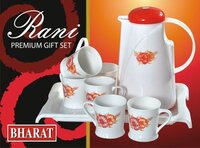 Rani Tea Set - Non-breakable, Airtight | Insulated White Printed Design For Temperature Retention, Ideal For Home And Kids Use