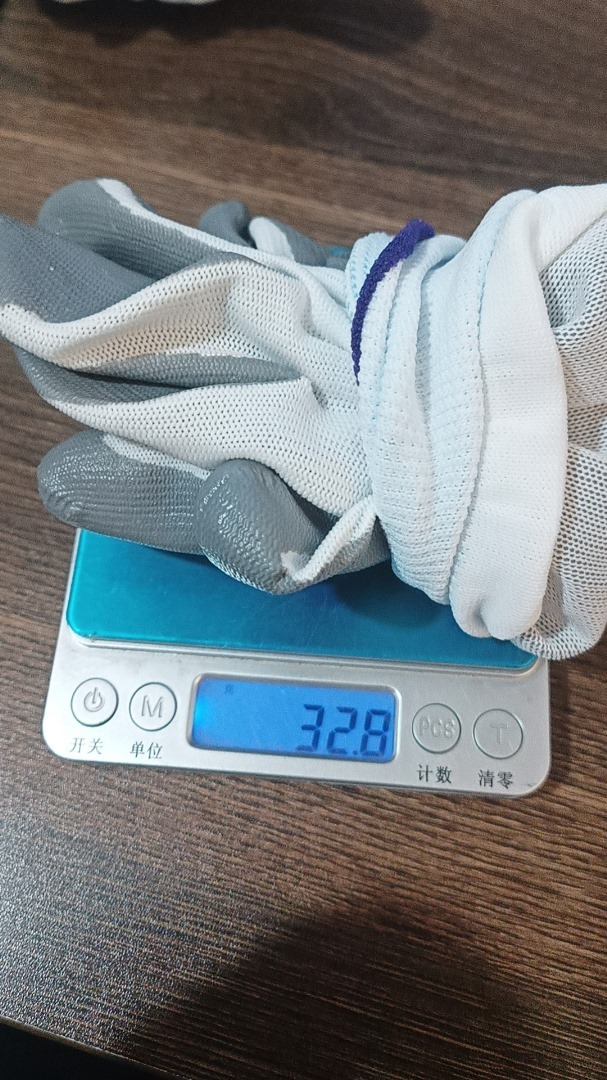 Grey white nitrile hand gloves