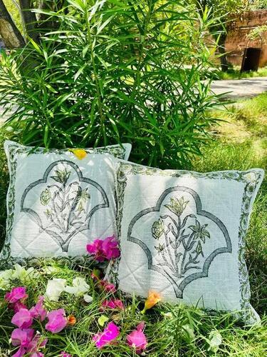 Cotton Hand Block Printed Tnt Cushion Cover - Color: Multi