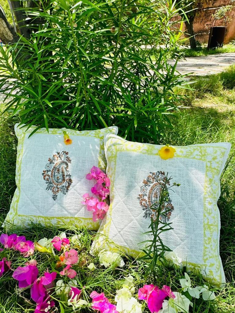Cotton Hand block printed TNT Cushion Cover
