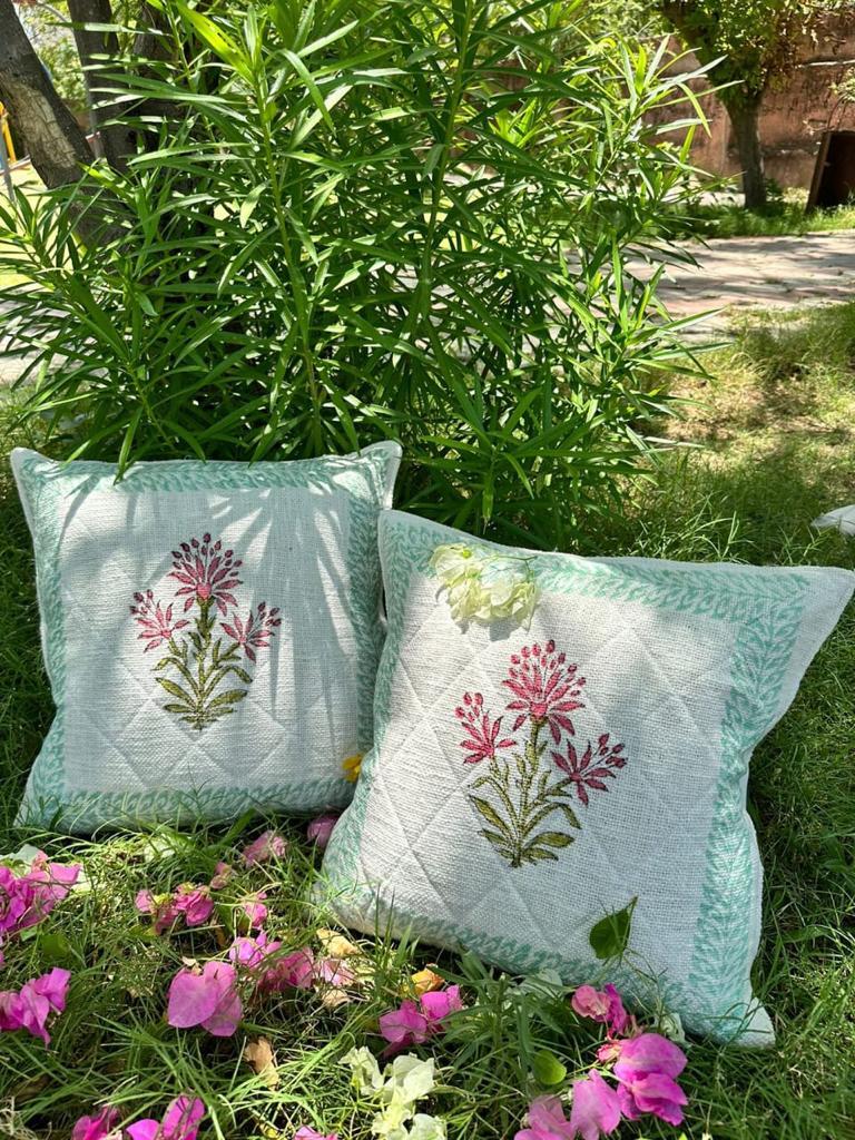Cotton Hand block printed TNT Cushion Cover