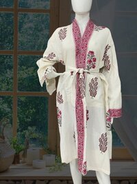 Cotton Waffle Bathrobe - Color: Multicolour