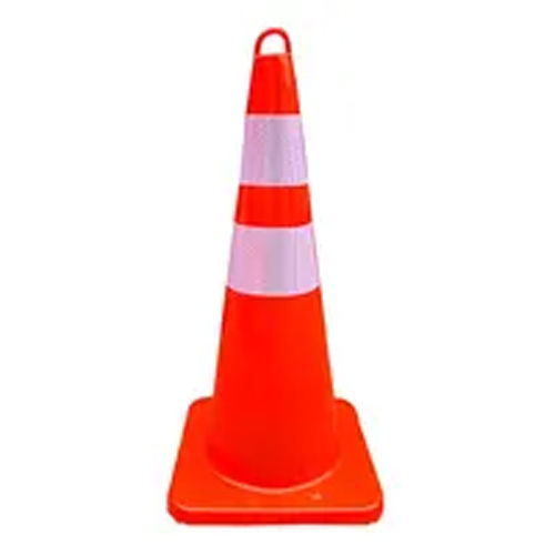 Road Safety Cone - Durable PVC Material, 18 Inches Tall , Highly Visible Fluorescent Orange Color, Ideal for Traffic Management