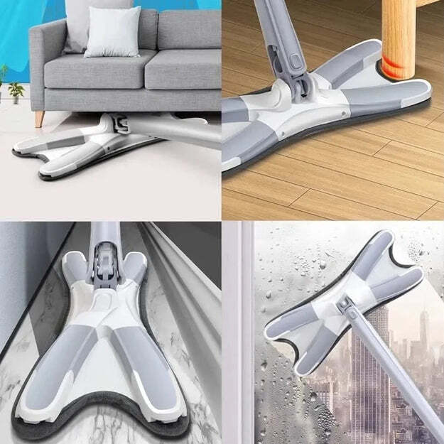 ADJUSTABLE LONG HANDLE 360 DEGREE FLAT HAND MOP