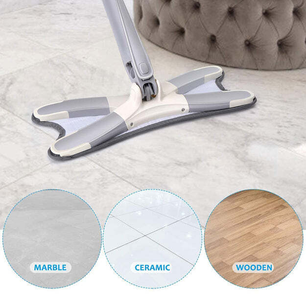 ADJUSTABLE LONG HANDLE 360 DEGREE FLAT HAND MOP