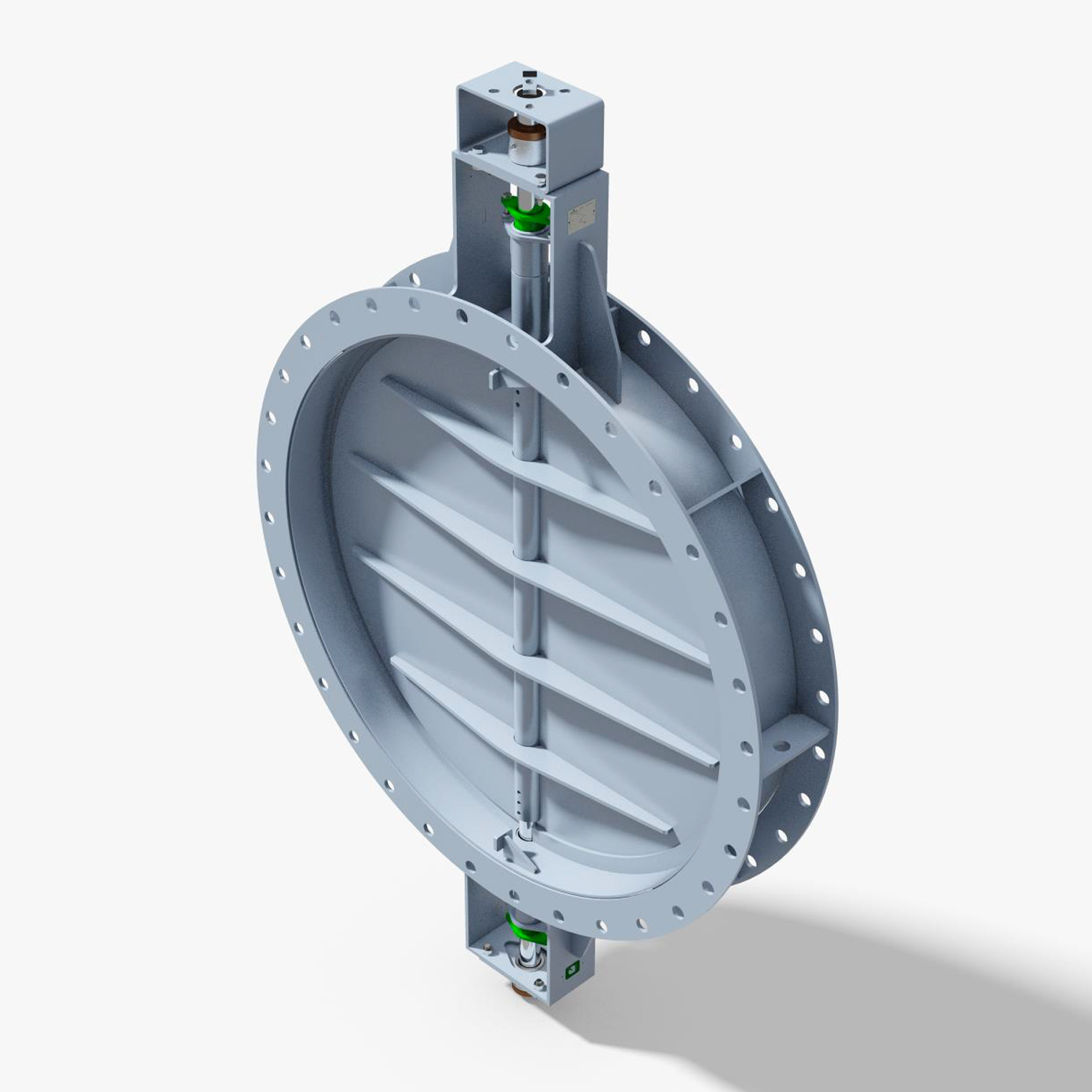 Double Flange Fabricated Damper Valve - Silver, All Sizes | Lightweight, Hand Lever & Gear Operated, Ideal For Flue-gas Isolation