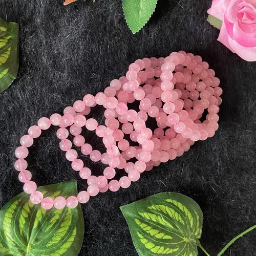 8mm Crystal Pink Rose Quartz Bracelet