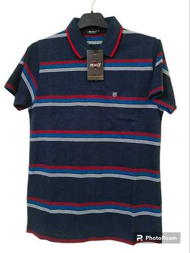 Cotton surplus striped Collar t shirt