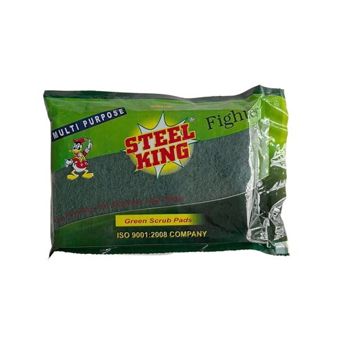 GREEN PAD FIGHTER 2PCS - Polyester Material, 8MM Thickness, 4x6 Inches Size, Vibrant Green Color | Hygienic, Optimum Softness, Ideal for Hands in Kitchen