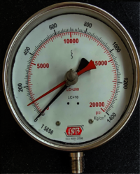 Bursting pressure gauge maximum red pointer