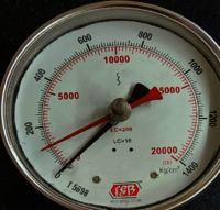 Bursting pressure gauge maximum red pointer