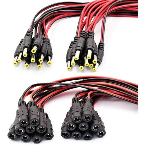 12V DC Power Connector 5.5mm x 2.1mm, Guy-Tech (10 x Male + 10 x Female)  Power Jack Adapter for Led Strip CCTV Security Camera Cable Wire Ends Plug