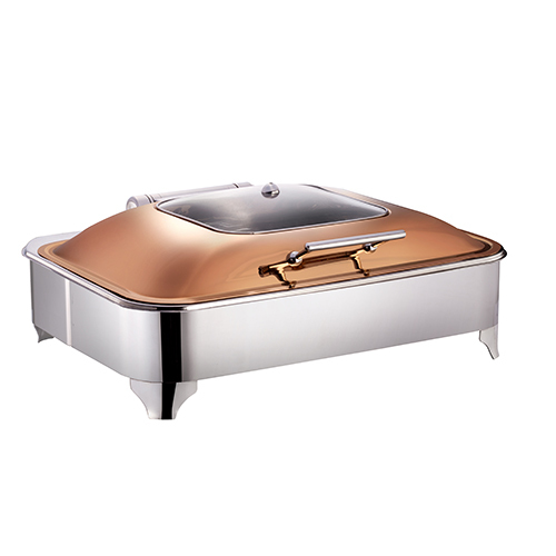 10 ltrs Rectangular Rosegold lid frame stand Chafing Dish