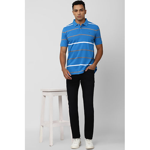 Cotton Striped Polo T Shirt