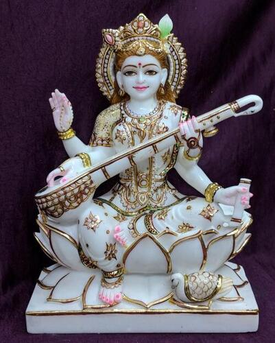 Marble Saraswati Statue Size: 18 Inch