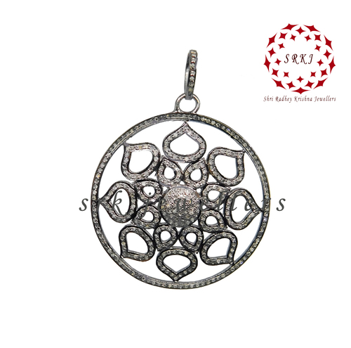 Starling Silver Handmade Pave Diamond Pendant - Gender: Women