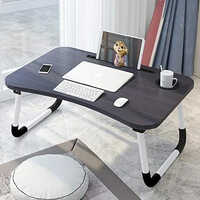 Wooden Study Table - Indian Style Wood, Foldable Design, Black Color | Durable Build, Suitable For Personal & Professional Use