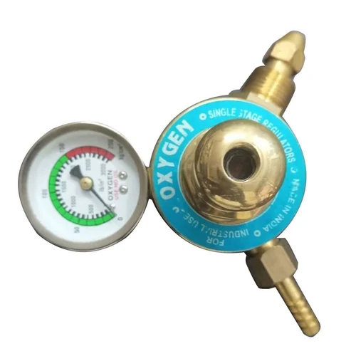 Single Stage Pressure Regulator - Industrial Grade, Golden Finish | Includes Warranty for Reliability