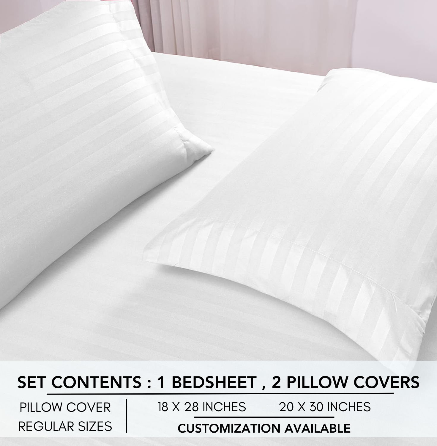 Stripe Bedsheet with 2 Pillow Covers