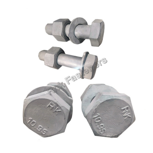 HSFG Bolt GR 10.9s With 1 Nut And Plain Washer