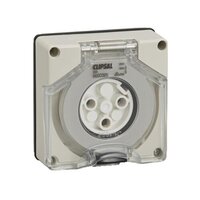 Surface Socket (56so332le-gy) - Grey Color, 32a 3 Pin Round Surface Socket Outlet Less Enclosure | Durable Design For Reliable Power Access