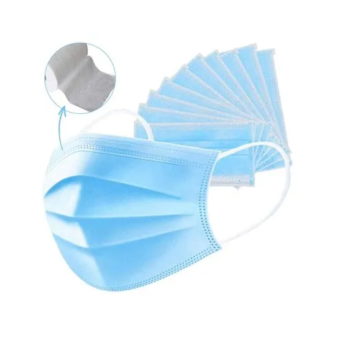 3 Ply Face Mask - Cotton, Suitable for All Ages, Blue Color | Anti Pollution, Industrial Safety, Medical Purpose, Good Quality, Store in Dry Place